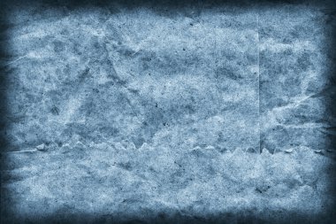 Geri dönüşüm kahverengi Kraft kağıt buruşuk lekeli soluk toz mavi Vignette Grunge doku tasarlamak
