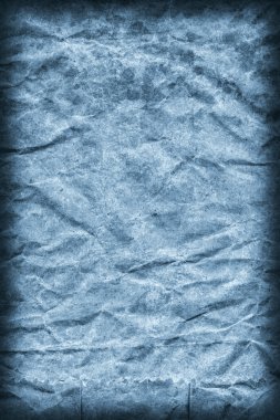 Geri dönüşüm kahverengi Kraft kağıt buruşuk lekeli soluk toz mavi Vignette Grunge doku tasarlamak