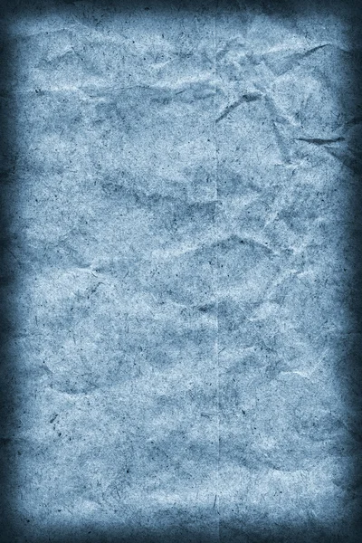 Riciclare marrone Kraft carta screpolato chiazzato macchiato pallido polvere blu Vignetta Grunge Texture — Foto Stock