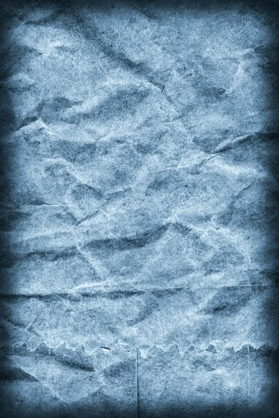 Recycler le papier kraft marron froissé taché pâle en poudre Vignette bleue Grunge Texture — Photo