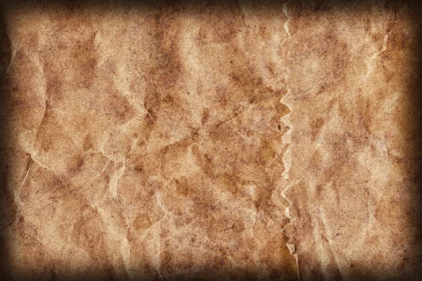 Återvinn brunt kraftpapper skrynklade melerat Vignette Grunge konsistens — Stockfoto