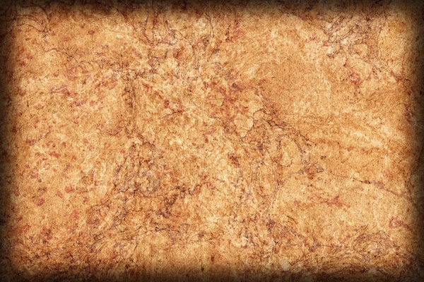 Recycle Brown Kraft Paper Crumpled Blotted Mottled Vignette Grunge Texture — Stock Photo, Image