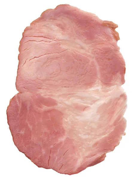 Prosciutto di maiale fetta isolata su sfondo bianco — Foto Stock