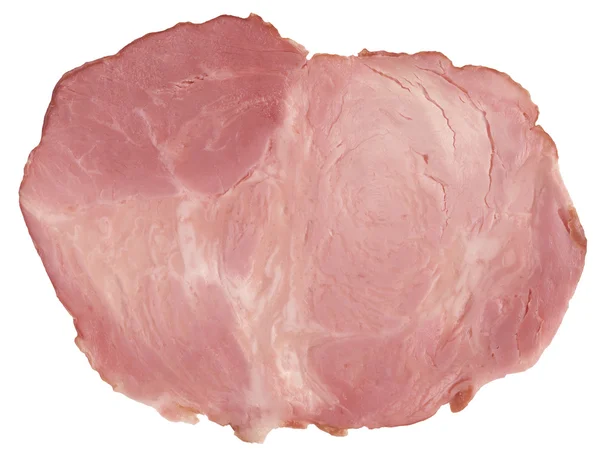 Fatia de presunto de porco isolado no fundo branco — Fotografia de Stock
