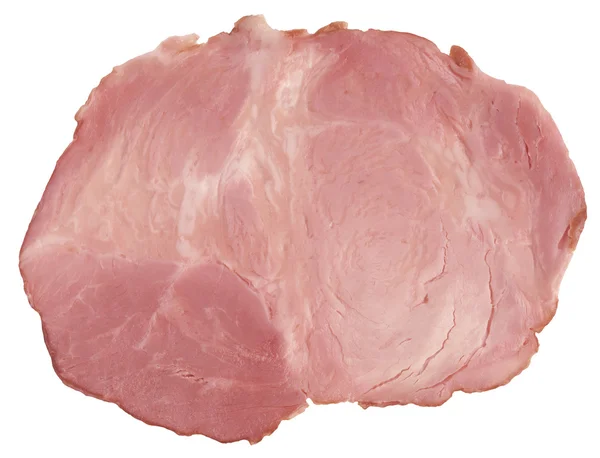 Tranche de jambon de porc isolée sur fond blanc — Photo