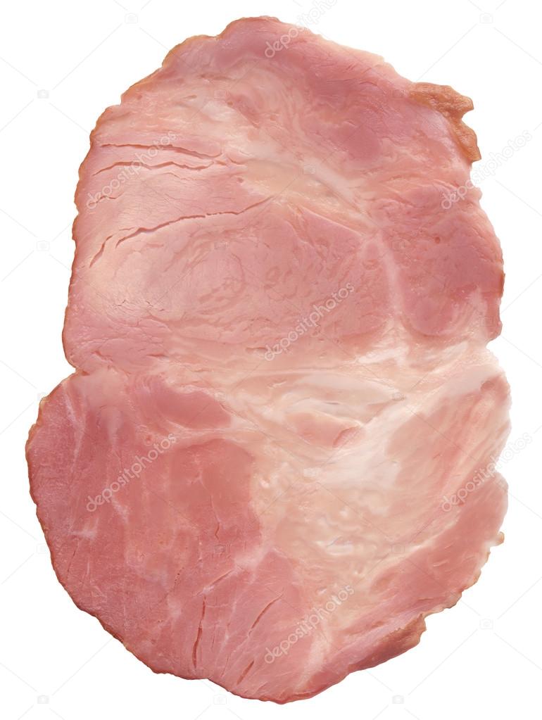 Pork Ham Slice Isolated on White Background