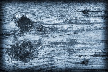 Eski yıpranmış kırık çürük ahşap lekeli mavi Vignette Grunge doku dokuma