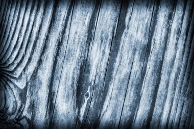 Eski yıpranmış kırık çürük ahşap lekeli mavi Vignette Grunge doku dokuma