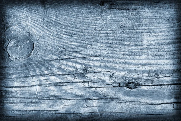 Old Knotted Weathered Cracked Rotten Wood Stained Blue Vignette Grunge Texture — Stock Photo, Image