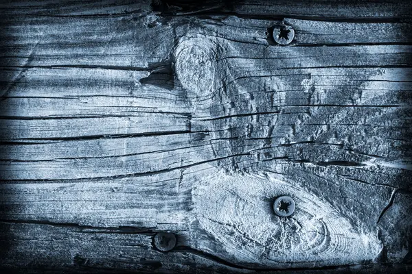 Alte geknotete verwitterte rissige morsche Holz gefärbt blaue Vignette Grunge Textur — Stockfoto