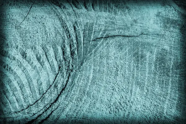 Alte geknotete verwitterte Risse morsches Holz Cyan Vignette Grunge Textur — Stockfoto