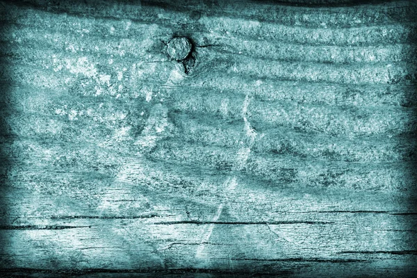 Alte geknotete verwitterte Risse morsches Holz Cyan Vignette Grunge Textur — Stockfoto