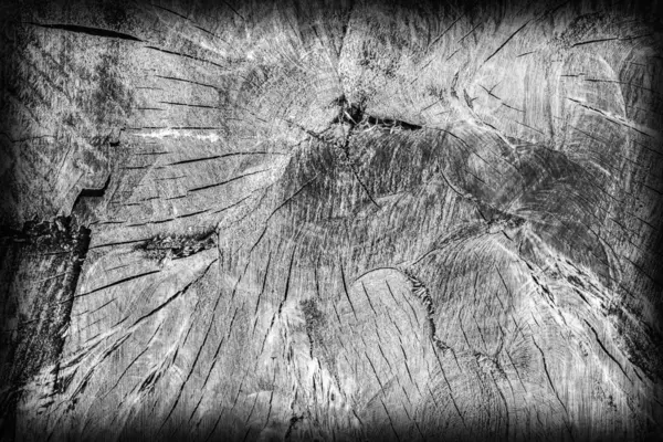 Old Knotted Weathered Wood Bleached and Stained Gray Vignette Grunge Texture — Stock Photo, Image