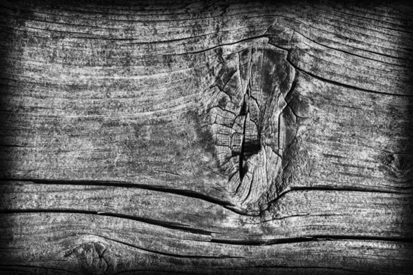 Old Knotted Weathered Wood Bleached and Stained Gray Vignette Grunge Texture — Stock Photo, Image