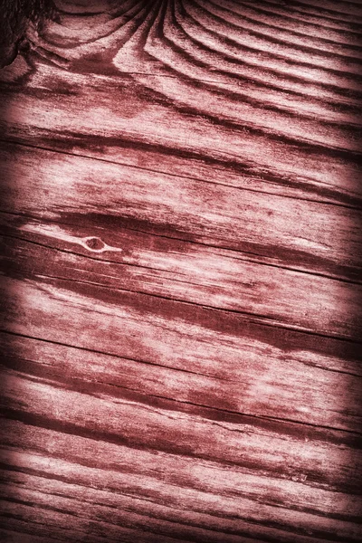 Old Knotted Weathered Cracked Rotten Wood Red  Vignette Grunge Texture — Stock Photo, Image