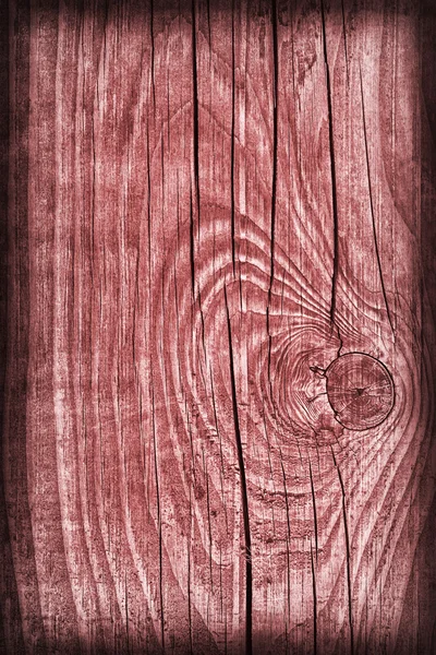 Alte geknotete verwitterte rissige morsche Holz rote Vignette Grunge Textur — Stockfoto