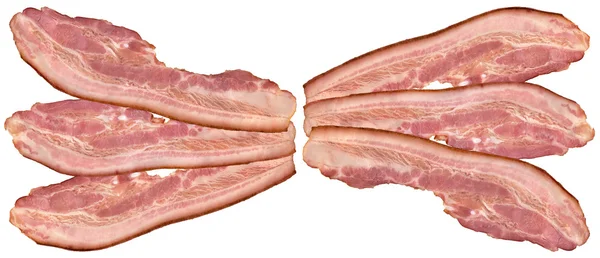 Barriga de porco Bacon Rashers isolado em fundo branco — Fotografia de Stock