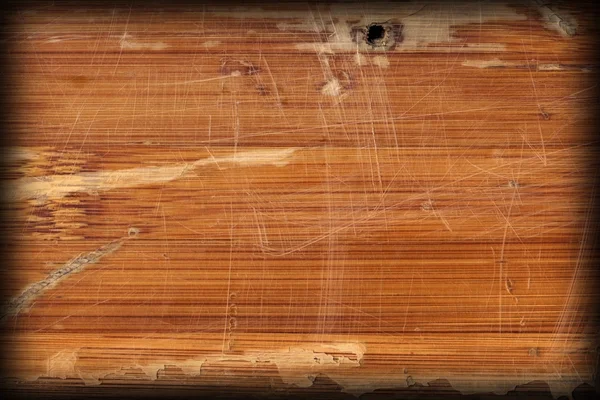 Old Varnished Block-board Cracked Scratched Peeled Off Vignette Grunge Texture — Stock Photo, Image