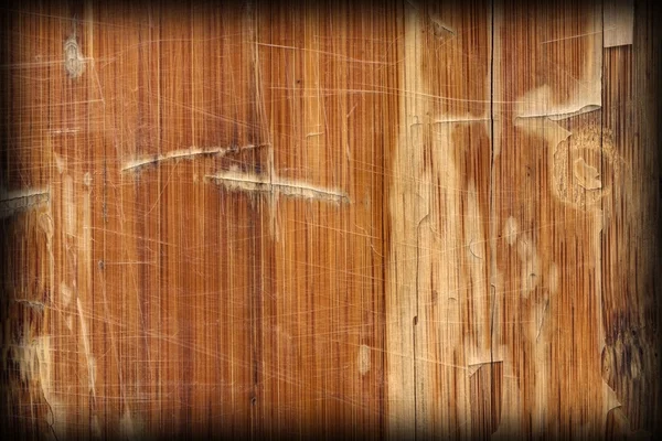 Old Varnished Block-board Cracked Scratched Peeled Off Vignette Grunge Texture — Stock Photo, Image