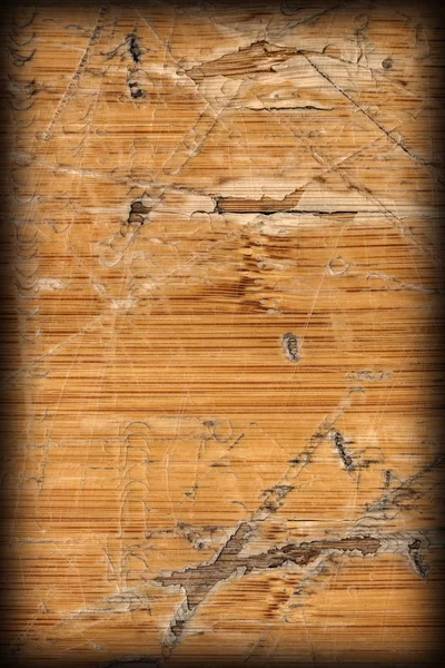 Old Varnished Blockboard Cracked Scratched Peeled Off Vignette G — Stock Photo, Image