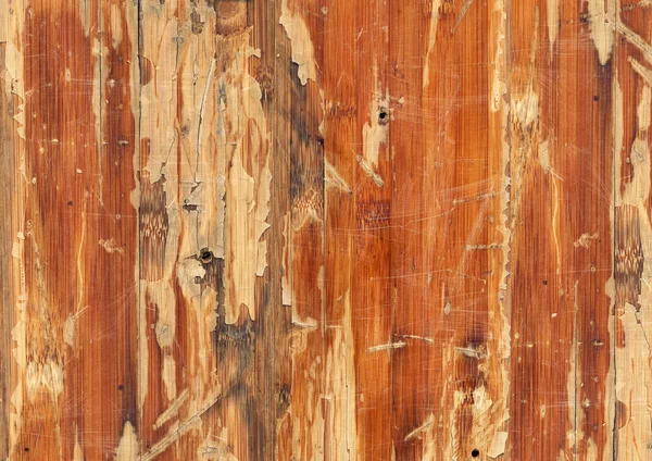 Old Weathered Varnished Blockboard Cracked Scratched Peeled Off Grunge Texture — Stock Photo, Image
