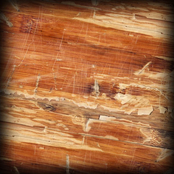 Old Wood Laminated Flooring Varnished Blockboard Cracked Scratch — Stock Photo, Image