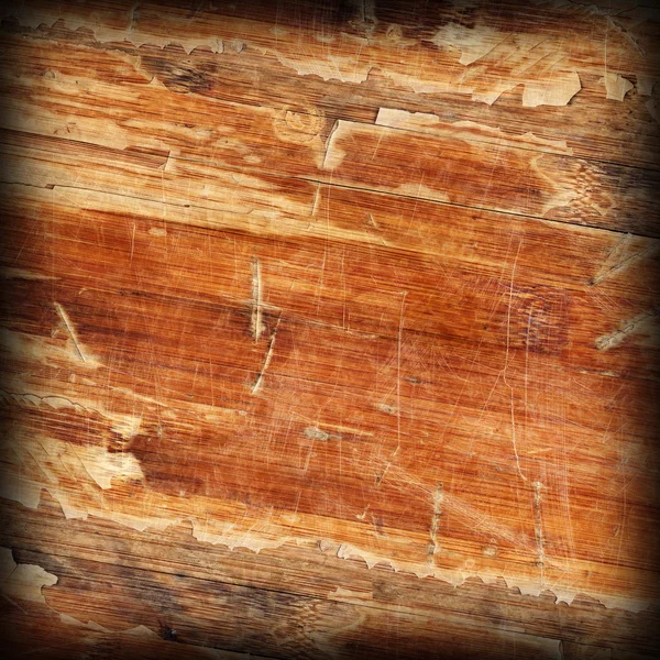 古い木材積層ニス塗りの床ブロック ボードひび割れ傷 — ストック写真