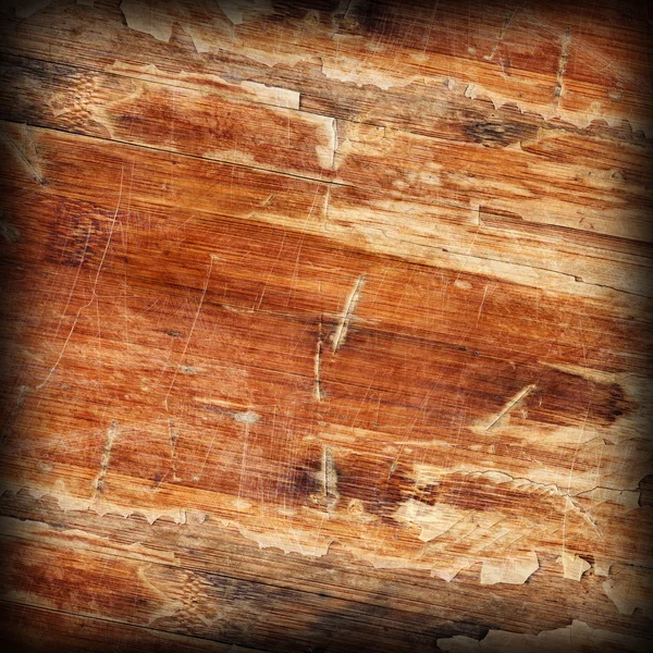 Old Wood Laminated Flooring Varnished Blockboard Cracked Scratch — Stock Photo, Image