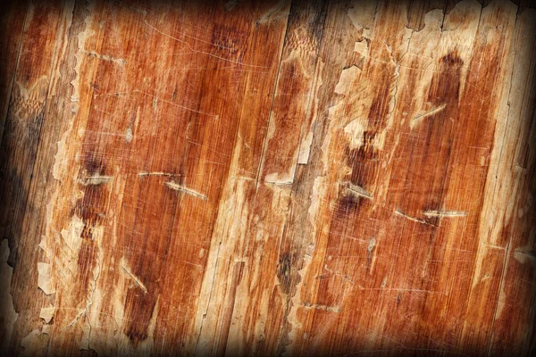 Old Wood Laminated Flooring Varnished Blockboard Cracked Scratch — Stock Photo, Image