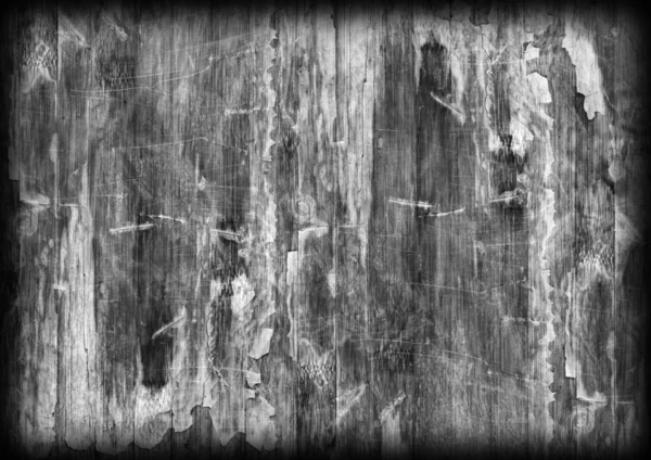 Staré lakované laťovky popraskané poškrábaný oloupané Vignette Šedá Grunge textury — Stock fotografie