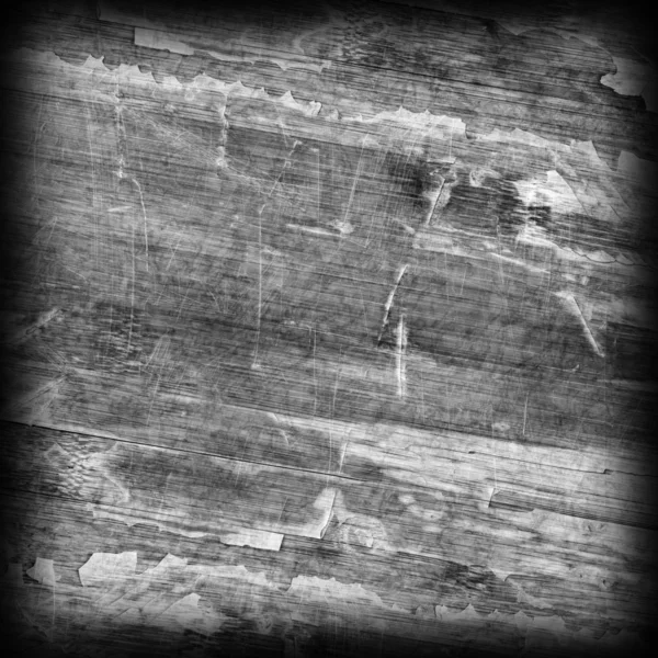 Velho envernizado Blockboard rachado arranhado descascado fora vinheta cinza grunge textura — Fotografia de Stock