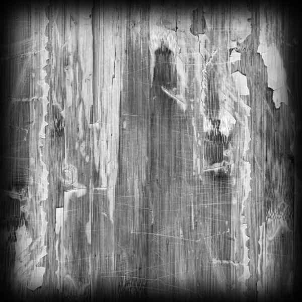 Velho envernizado Blockboard rachado arranhado descascado fora vinheta cinza grunge textura — Fotografia de Stock