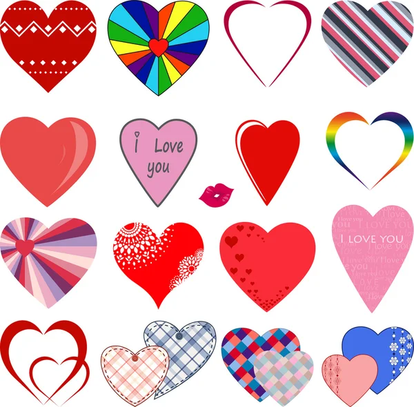 A set of colored hearts. — Stock Vector