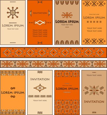 A set of cards with elements in the African style. clipart