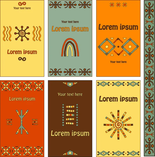 A set of cards with elements in the African style. — Stock Vector