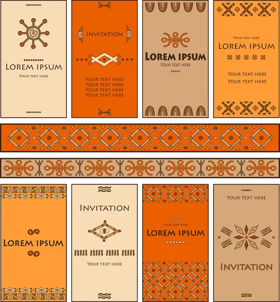 A set of cards with elements in the African style. — Stock Vector
