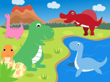 renkli çizgi film dinozor