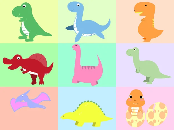 Cor dos desenhos animados dinossauro — Vetor de Stock