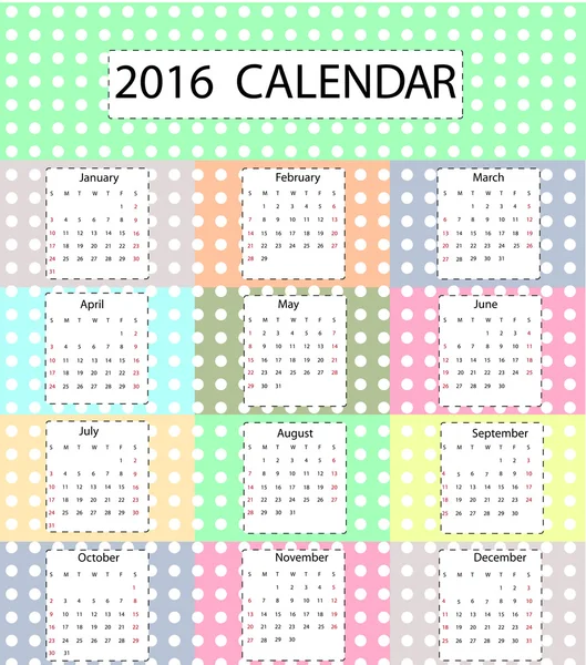 Σχεδιασμός ημερολογίου 2016 — Διανυσματικό Αρχείο