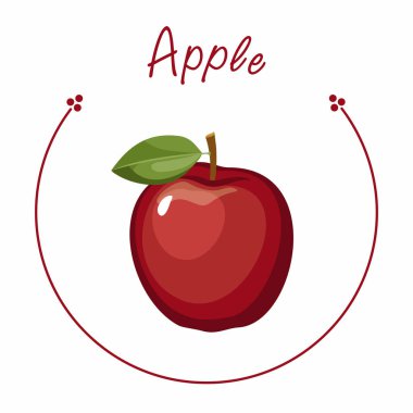 Beyaz izole edilmiş arka planda kırmızı elma taşıyıcısı. Çiftlik pazarı menüsü için meyve illüstrasyonu. 