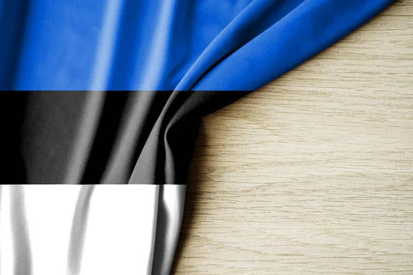 Estonia flag. Fabric pattern flag of Estonia. 3d illustration. with back space for text. Close-up view.