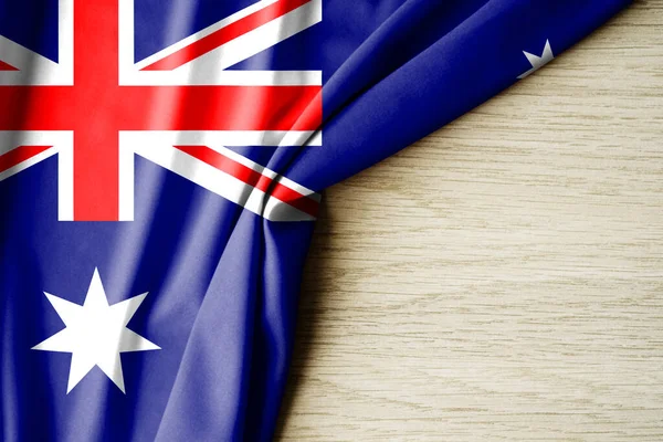 Australia flag. Fabric pattern flag of Australia. 3d illustration. with back space for text. Close-up view.