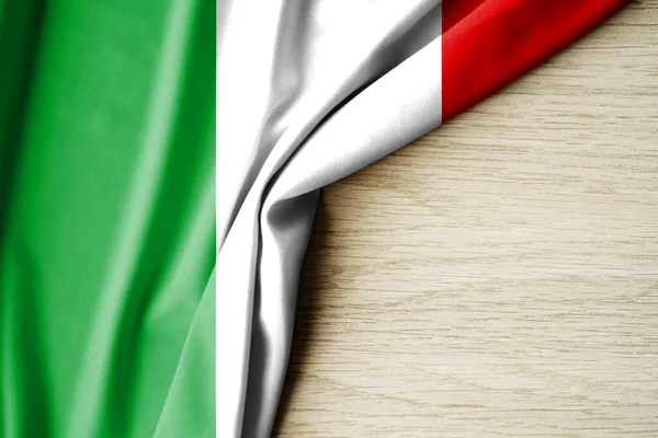 Italy flag. Fabric pattern flag of Italy. 3d illustration. with back space for text. Close-up view.