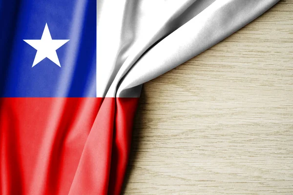 Chile flag. Fabric pattern flag of Chile. 3d illustration. with back space for text. Close-up view.
