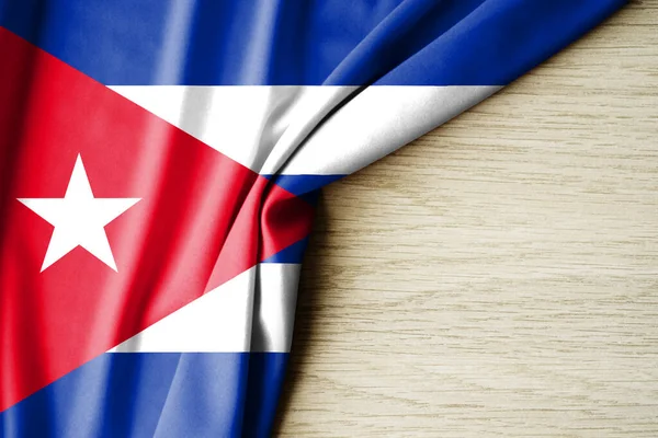 Flaga Kuby Flaga Wzoru Tkaniny Kubie Ilustracja Tylną Przestrzenią Tekst — Zdjęcie stockowe