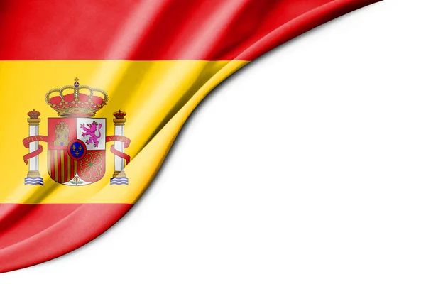 Spaniens Flagga Illustration Med Vit Bakgrund Utrymme För Text Närbild — Stockfoto