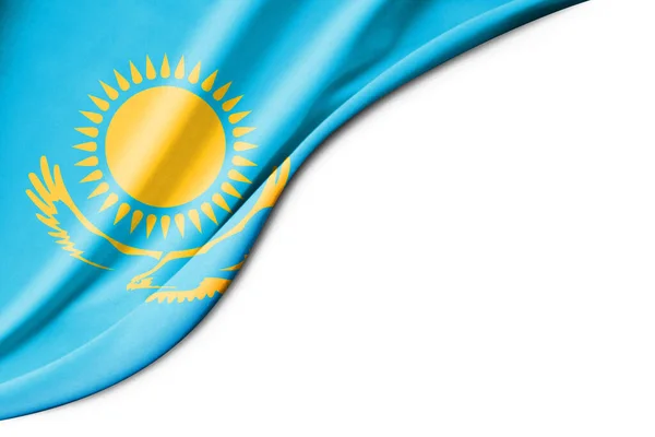 Bandiera Del Kazakistan Illustrazione Con Spazio Sfondo Bianco Testo Vista — Foto Stock