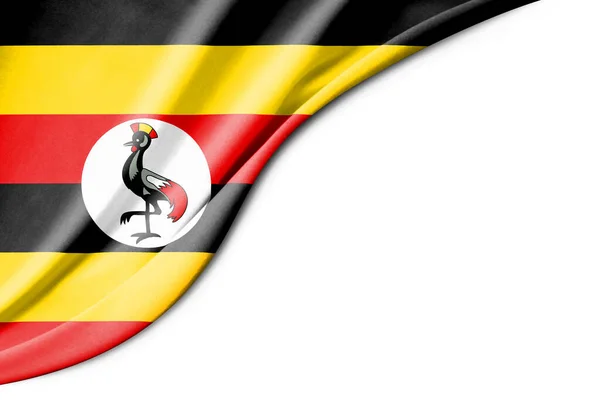 Uganda Zászló Illusztráció Fehér Háttérrel Szöveg Közelkép — Stock Fotó