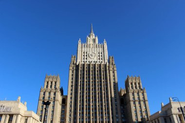 Rusya Federasyonu Dışişleri Bakanlığı 'ndan. Ana tarihi bina. Adres: Smolenskaya-Sennaya Meydanı, 32-34, Moskova, Rusya
