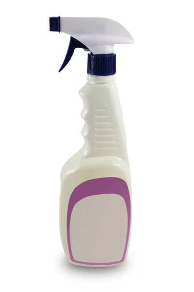 Tartály Fertőtlenített Oldatok Spray Palack Fehér Műanyag Izolált Tárgy Közelkép — Stock Fotó